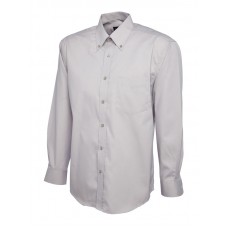 Mens Pinpoint Oxford Full Sleeve Shirt Silver Grey