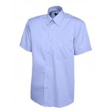  Mens Pinpoint Oxford Half Sleeve Mid Blue