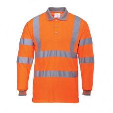 Orange High Visibility Long Sleeve Polo Shirt