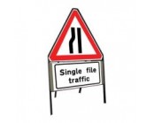 600mm Road Narrows Nearside and Single File Traffic Sign 