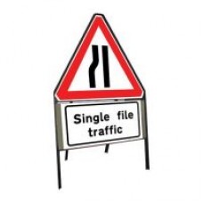 600mm Road Narrows Nearside and Single File Traffic Sign 