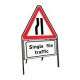 600mm Road Narrows Nearside and Single File Traffic Sign 