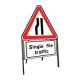 750mm Road Narrows Nearside & Single File Triffic Sign