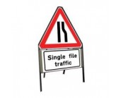 600mm Road Narrows Offside & Single File Traffic Sign 
