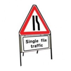 750mm Road Narrows Offside & Single File Traffic Sign